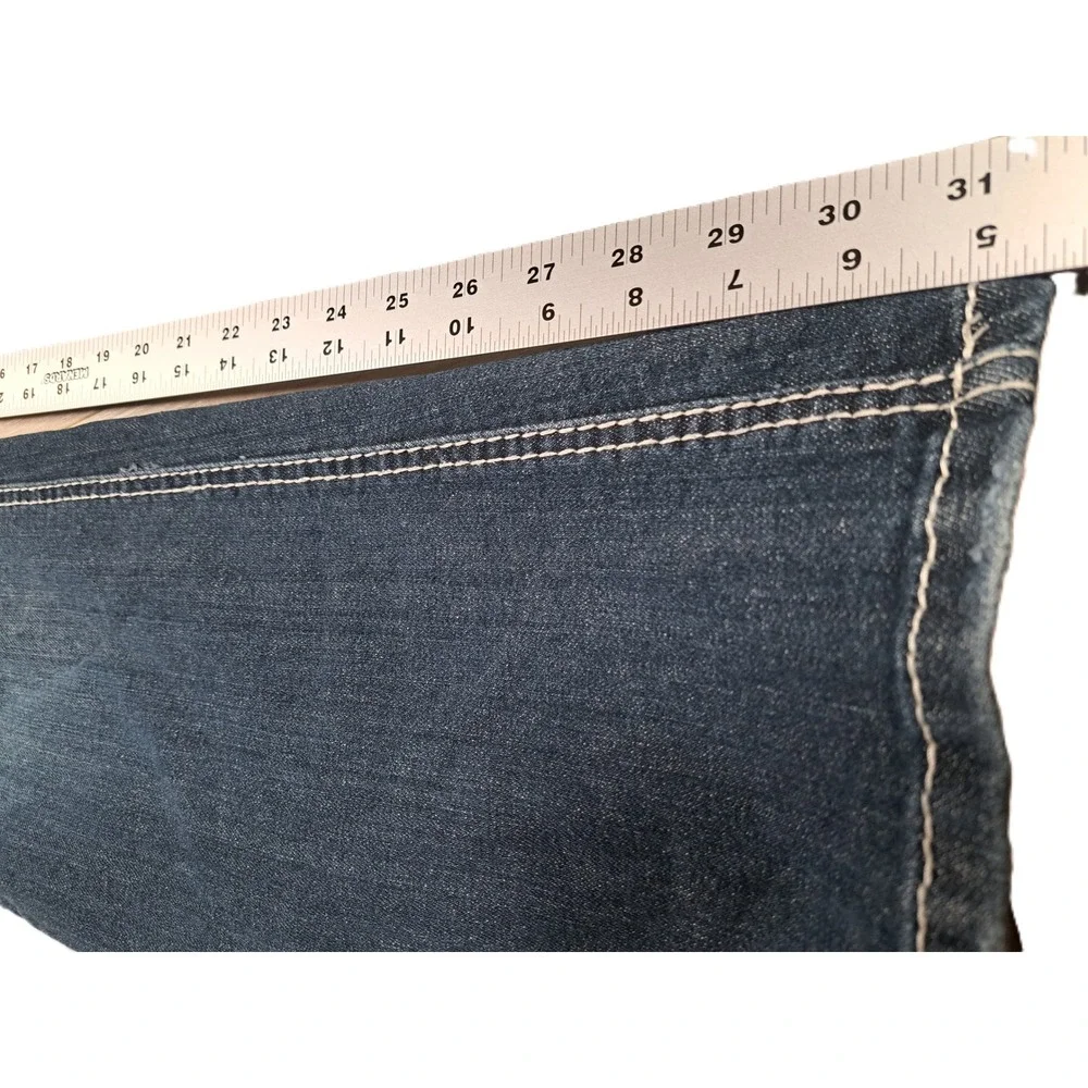 Maurices Womens Bootcut Jeans Medium Wash Contrast Thick Stitch Blue Sz 7/8 REG - Picture 7 of 7